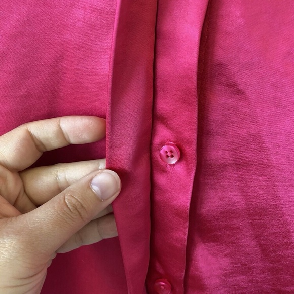 Women's Good American Washed Satin Weekend Shirt L / XL Love Potion Pink - Picture 7 of 14